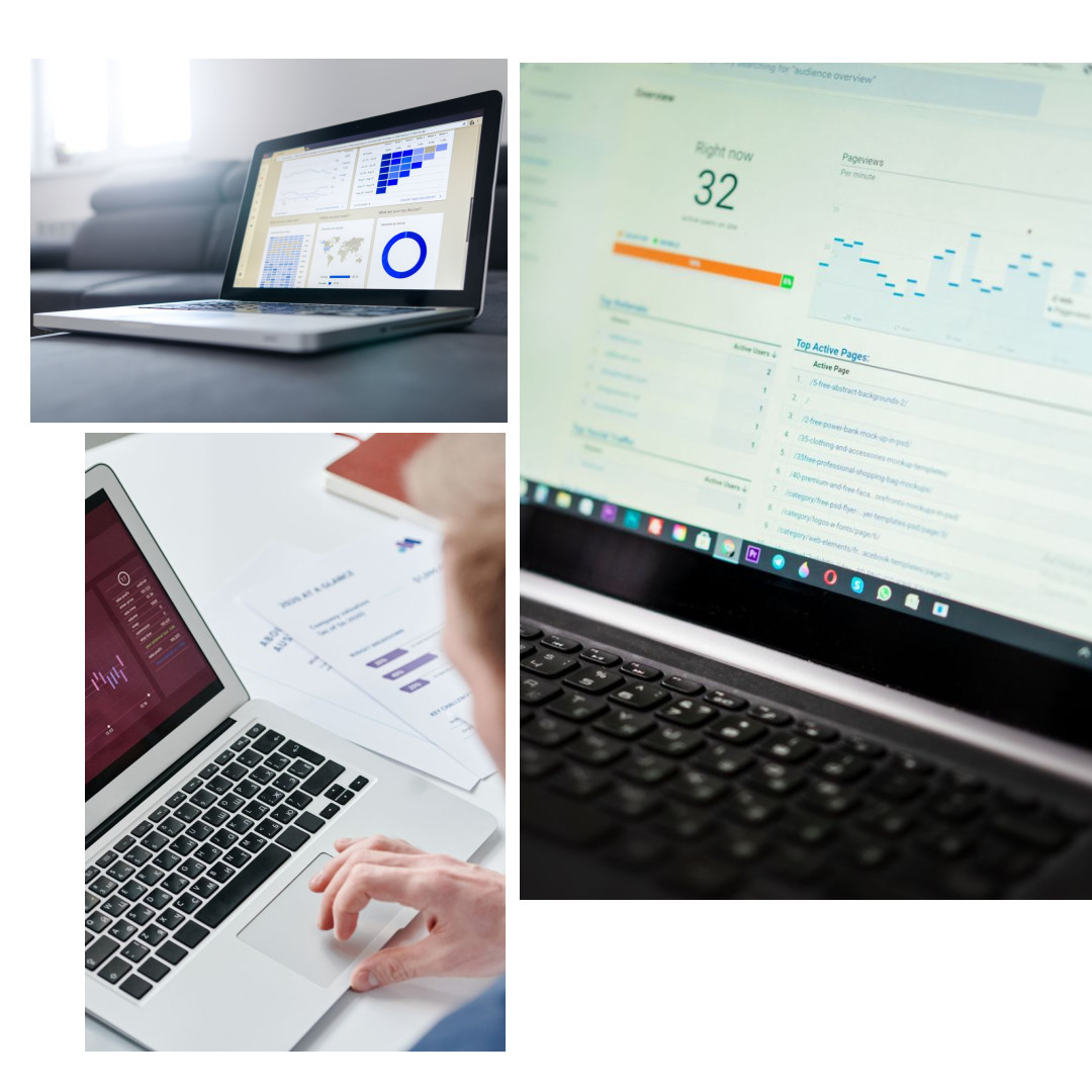 Laporan dan grafik penjualan terbuka di layar laptop
