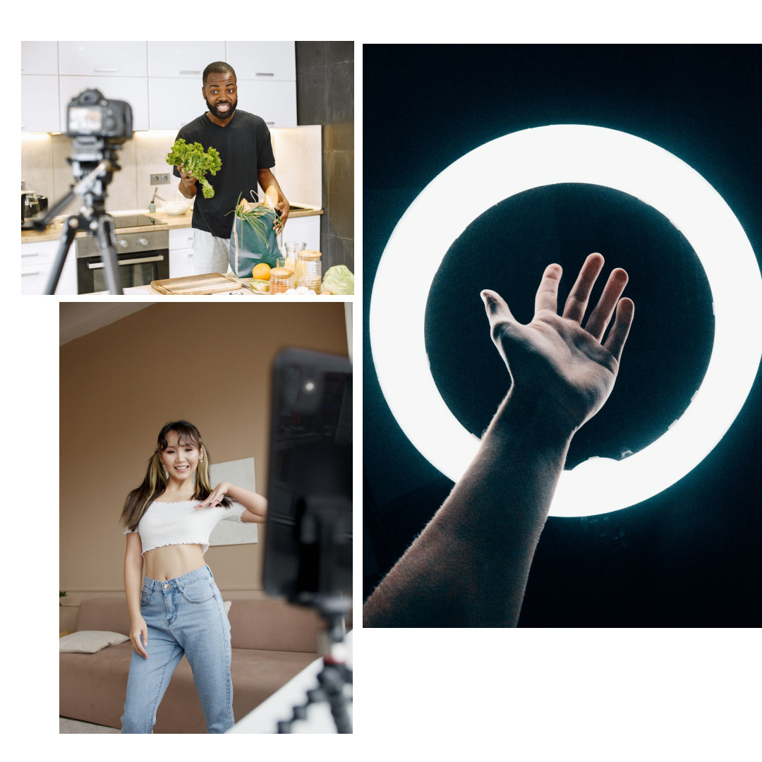 Pengambilan video pendek dengan kamera dan lampu cincin untuk Reels dan TikTok