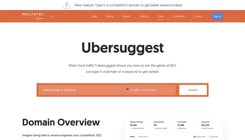 UberSuggest (Neilpatel) - Tools SEO Terbaik